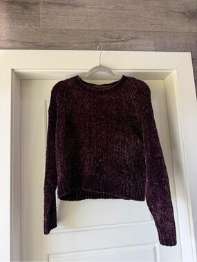 New Look Chenille Crewneck Sweater in Plum